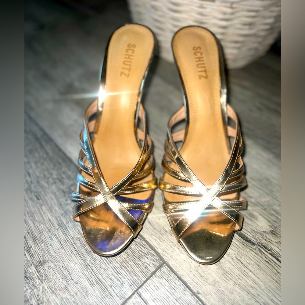 Schutz - Gold Beylah caged heel